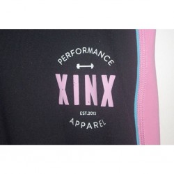 XINX Full Length Performance Apparel Stretch Leggings Black/Pink Size 8 Gym Fittness Yoga