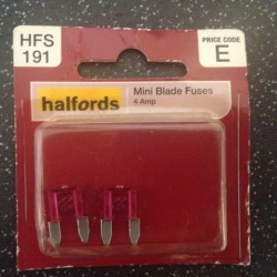 Halfords Mini Blade Fuses 4A Pink (pair)