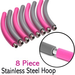 Hula Hoop Ring Weighted Stainless Steel Foam Pink Grey 8 Sections